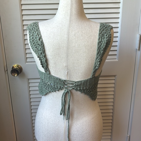 Dollskilk crochet sea shell sage green top size large - Picture 3 of 5